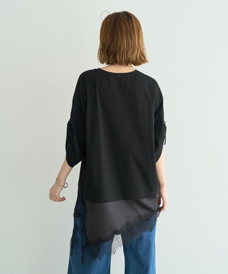 Editt by YECCA VECCA「ドロストスリーブヘムレースTee」|Tシャツ・カットソー|