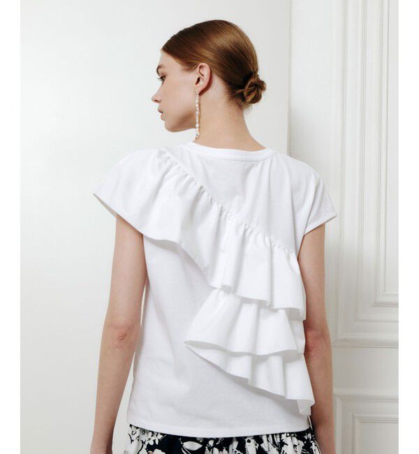 LOULOU WILLOUGHBY「【LOULOU WILLOUGHBY】スパイラルフリルＴシャツ」|Tシャツ・カットソー|