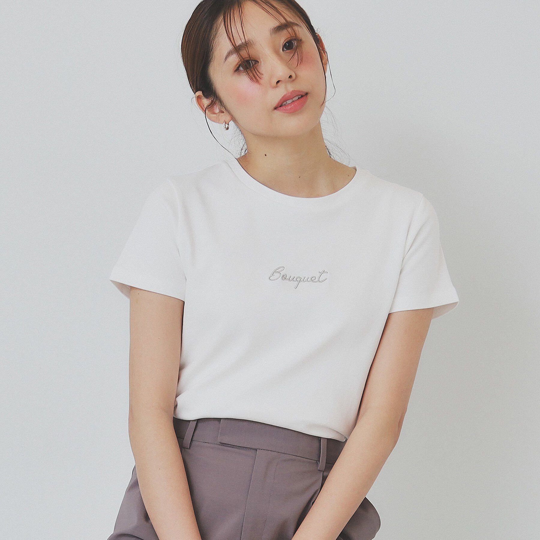 index「ワンポイントロゴ刺繍Tシャツ【UV／接触冷感／洗濯機洗い可】」|Tシャツ・カットソー|