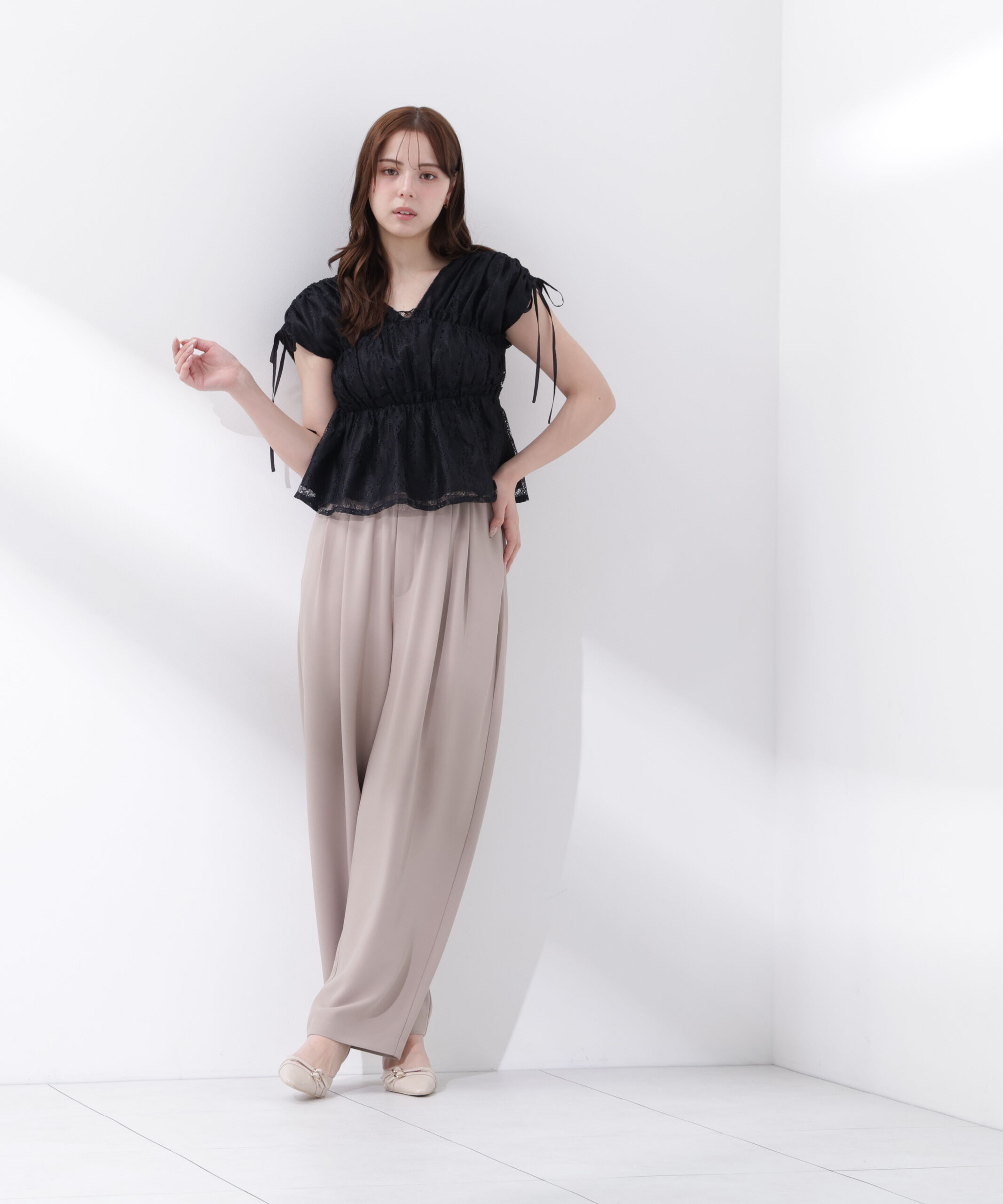 PROPORTION BODY DRESSING「〈a/mie〉イージーバレルパンツ」|その他|ベージュ