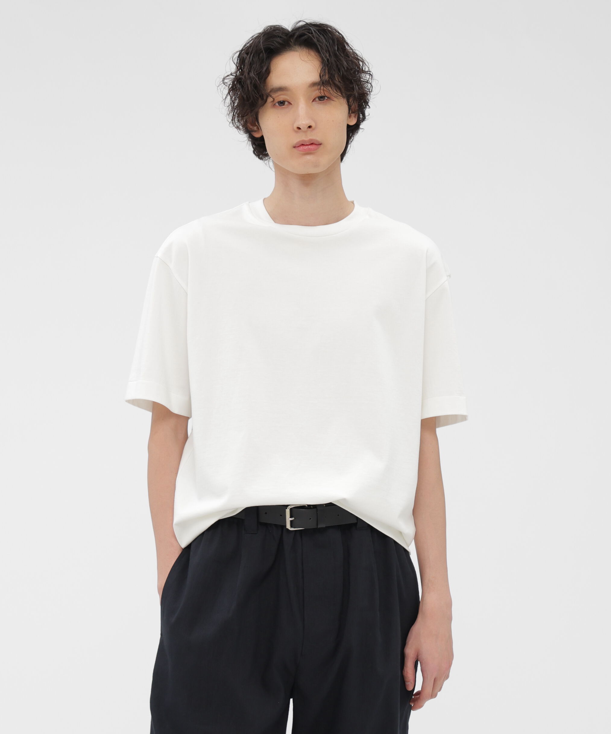 MARGARET HOWELL「FINE DENSE COTTON JERSEY TOP」|Tシャツ・カットソー|WHITE