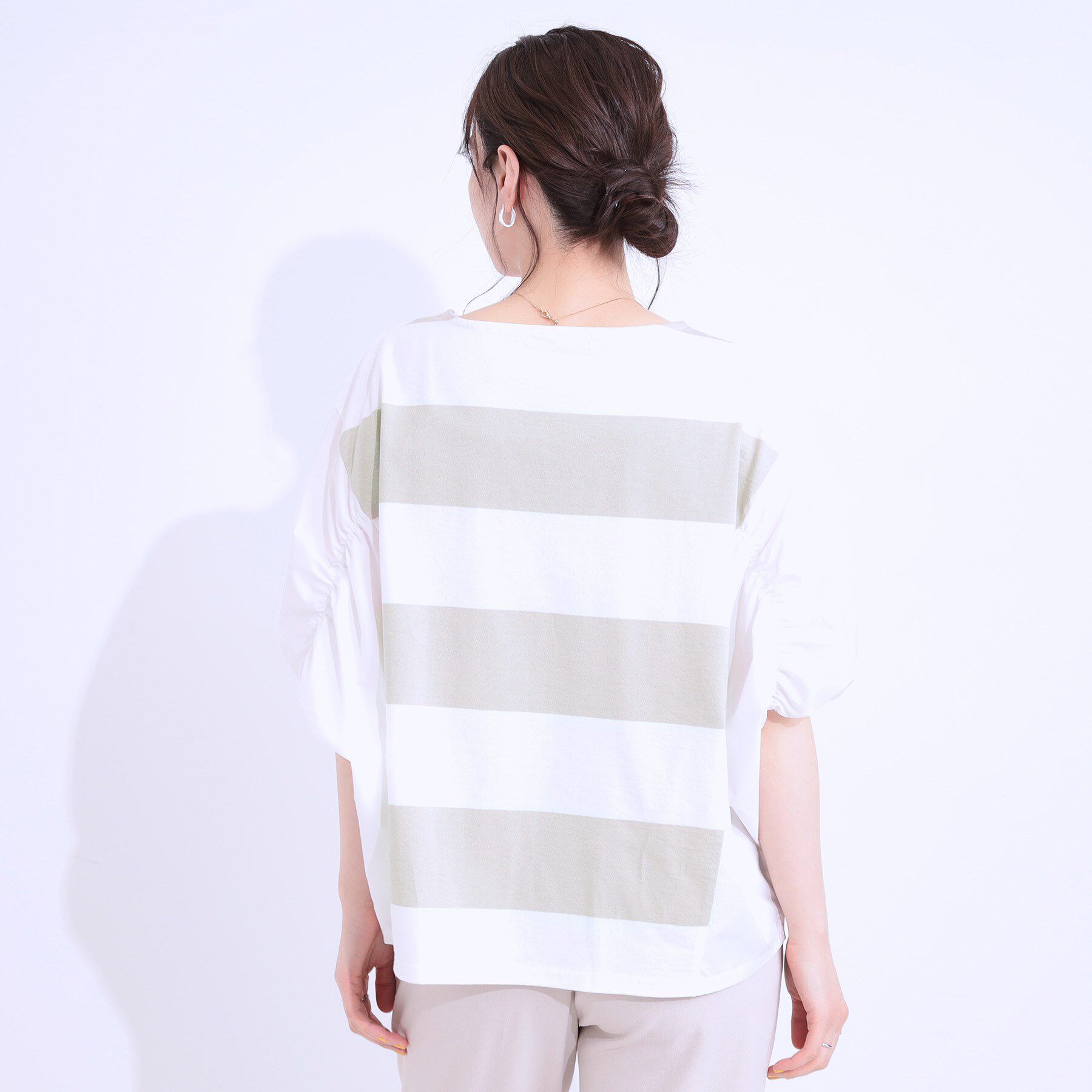 SHOO･LA･RUE「ふわりシルエットが新しい ワイドピッチボーダートップス」|Tシャツ・カットソー|