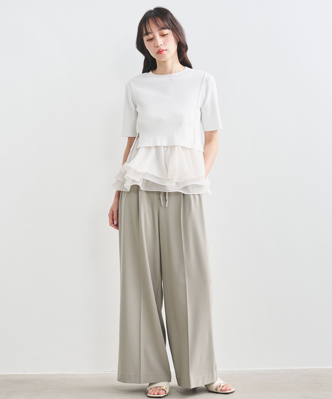 COCO DEAL「ジョーゼットセミワイドパンツ」|スラックス|