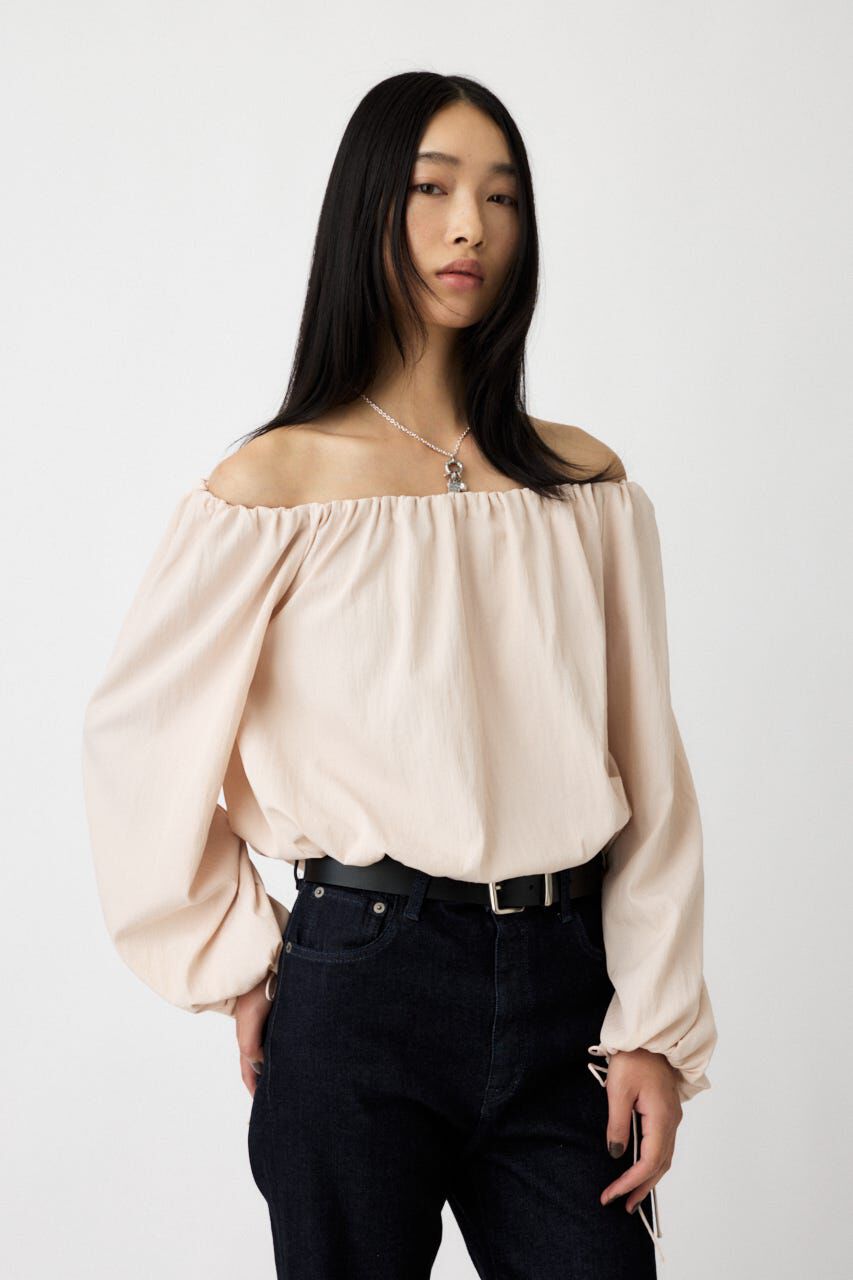 MOUSSY「OFF SHOULDER PUFFY ブラウス」|シャツ・ブラウス|L/PNK1