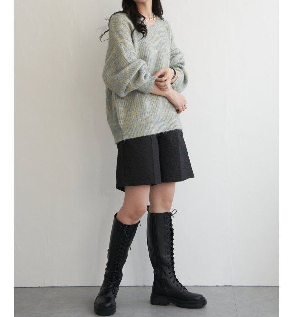 VENCE share style「ミックスアームウォーマー風Vネックプルオーバー」|ニット・セーター|