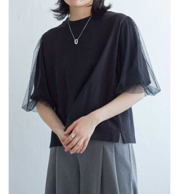 VENCE share style「チュールスリーブTシャツ」|Tシャツ・カットソー|