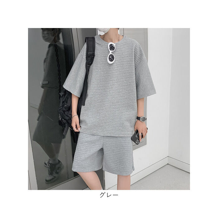 BACKYARD FAMILY「メンズ セットアップ ジャージ 通販 上下セット 夏用 五分袖 Tシャツ トップス ハーフパンツ」|その他|