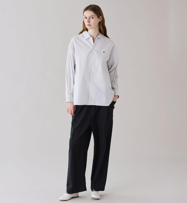 GYMPHLEX「Gymphlex | コットン ストライプ 長袖チュニックシャツ WOMEN」|シャツ・ブラウス|