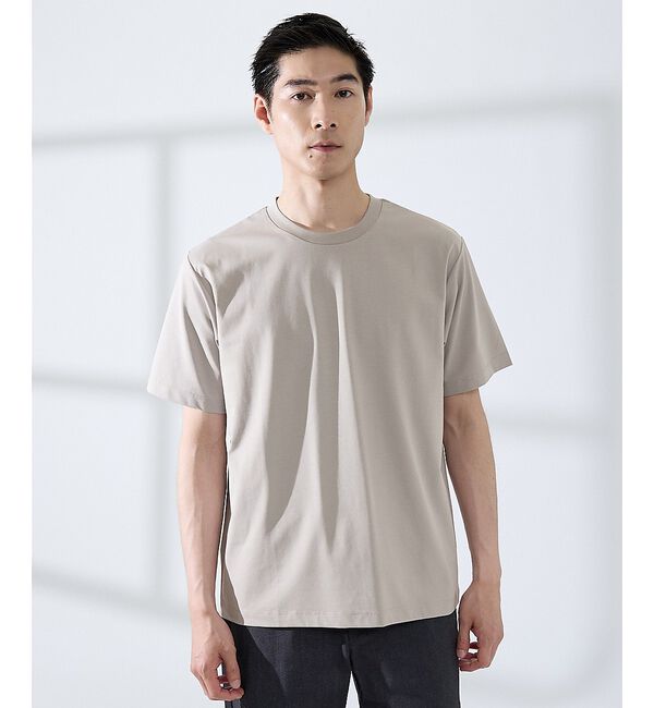 ABAHOUSE「【SMART CLOSET】シルケット天竺 クルーネック 半袖Tシャツ / 接触」|Tシャツ・カットソー|グレージュ