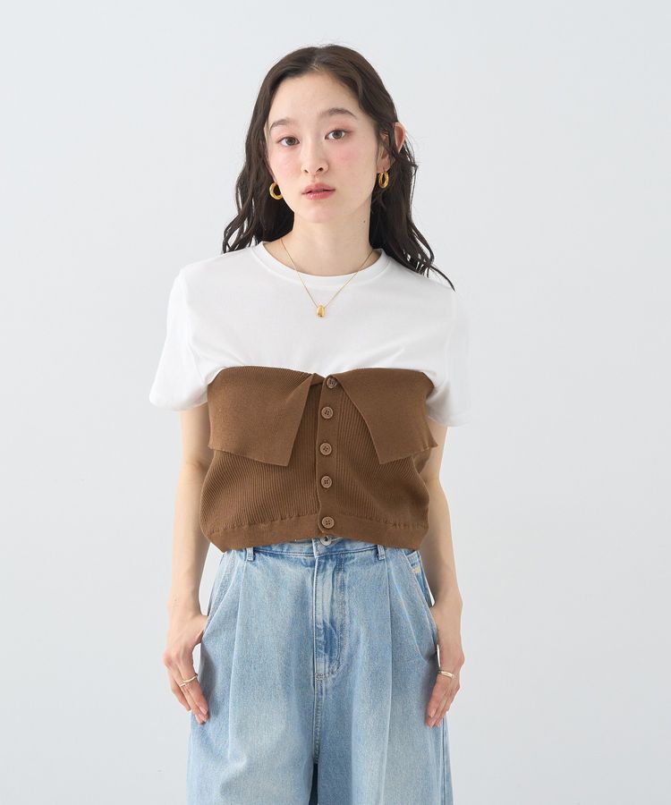 earth music&ecology「SET2点コンパクトTEE＋マルチwayニットビスチェ」|Tシャツ・カットソー|
