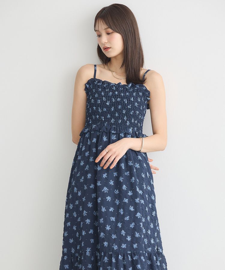 earth music&ecology「花柄シアーポップコーンキャミワンピース」|ワンピース|
