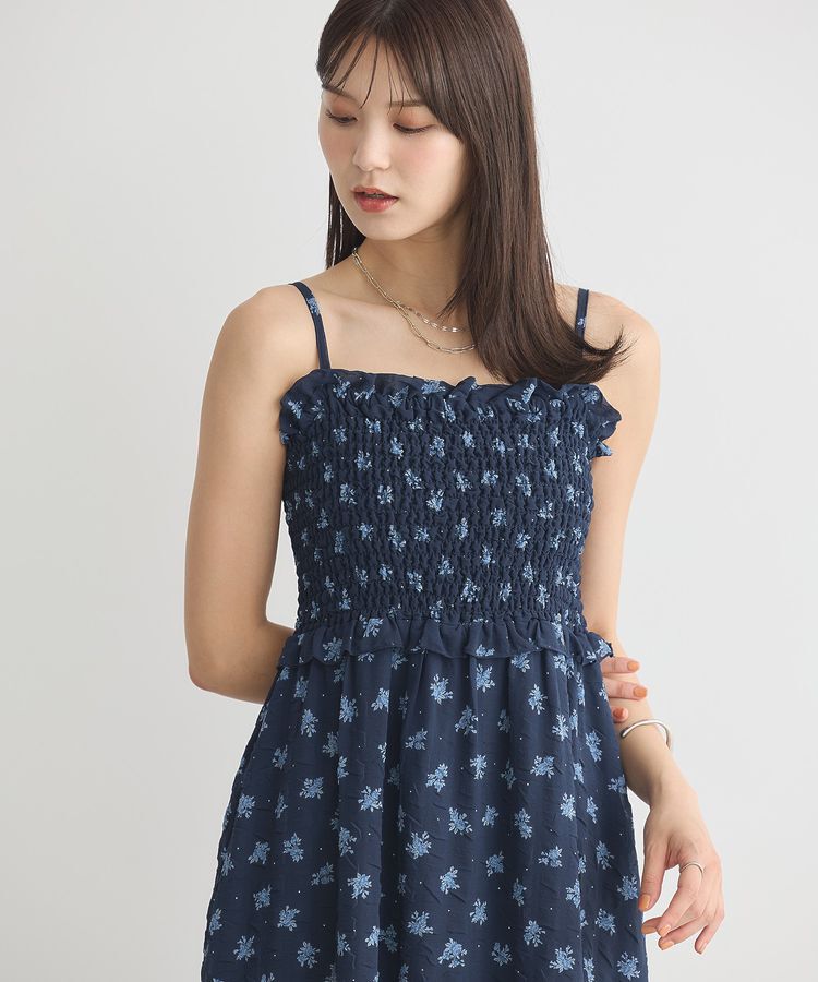 earth music&ecology「花柄シアーポップコーンキャミワンピース」|ワンピース|