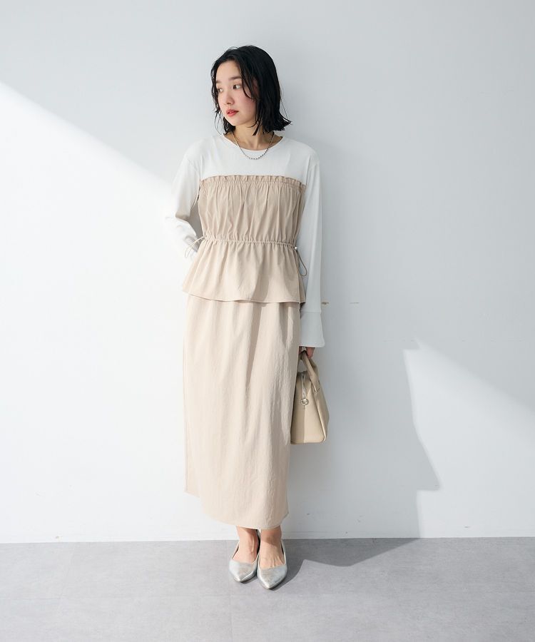 Green Parks「ペプラムドッキングワンピース」|ワンピース|Light beige