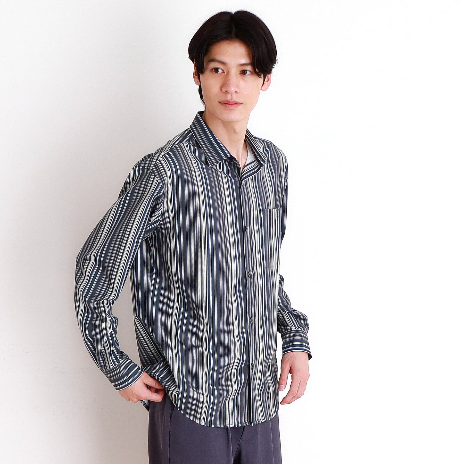 THE SHOP TK「マルチストライプ長袖シャツ」|シャツ・ブラウス|