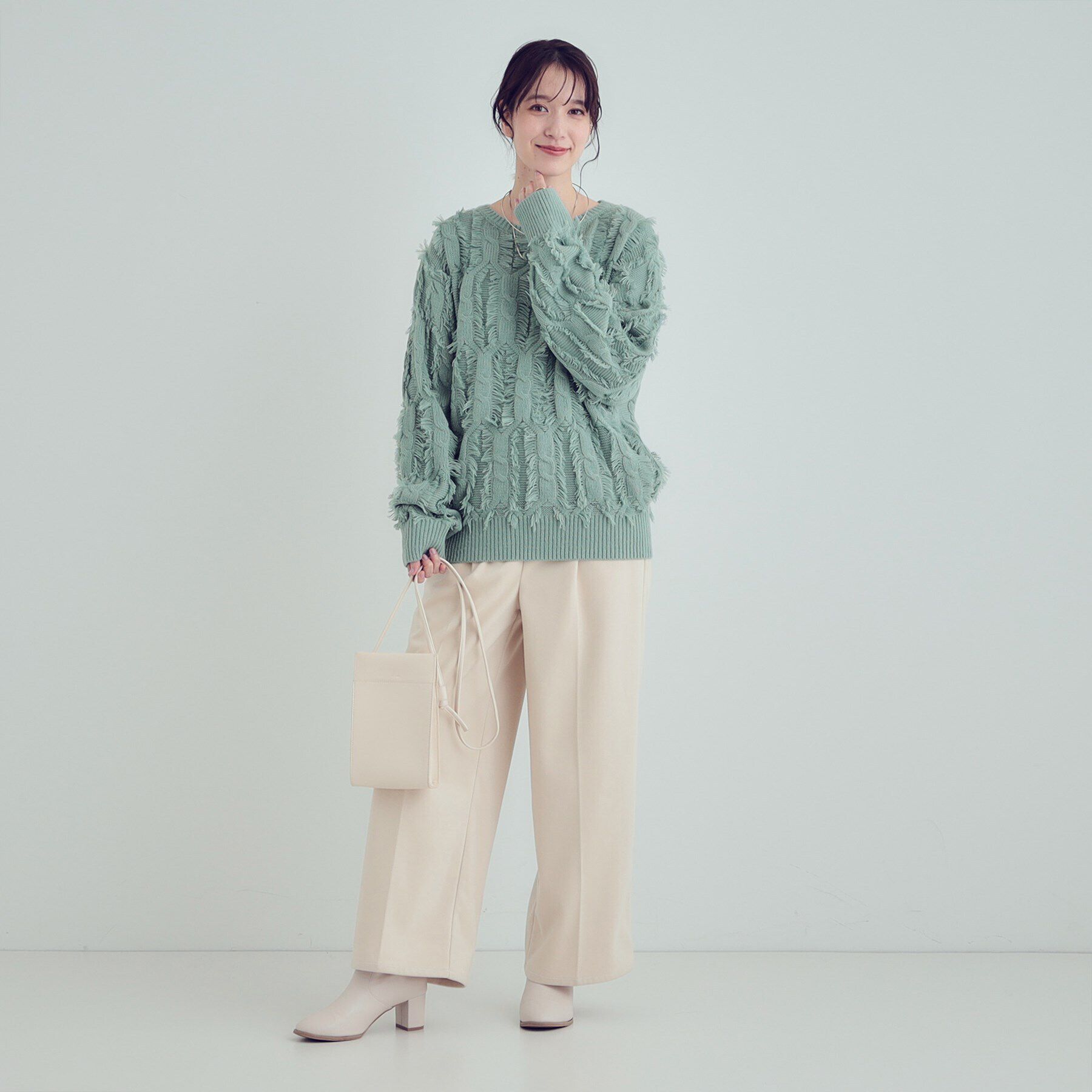SHOO･LA･RUE「【S-LL】一枚で主役級。フリンジが目を惹くゆるニット」|ニット・セーター|