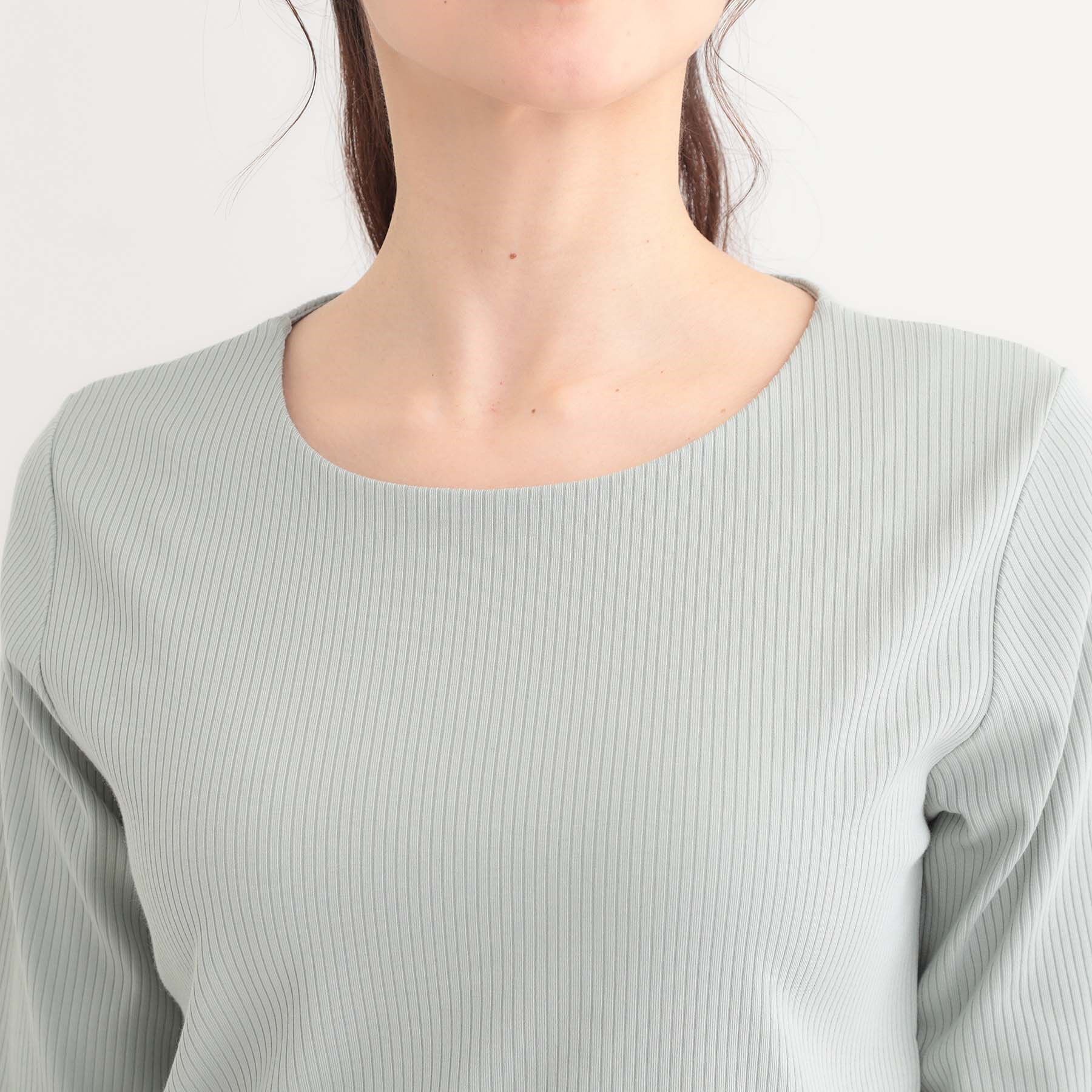 SHOO･LA･RUE「【S-LL】1枚でもインナーでも テレコ5分袖トップス」|Tシャツ・カットソー|