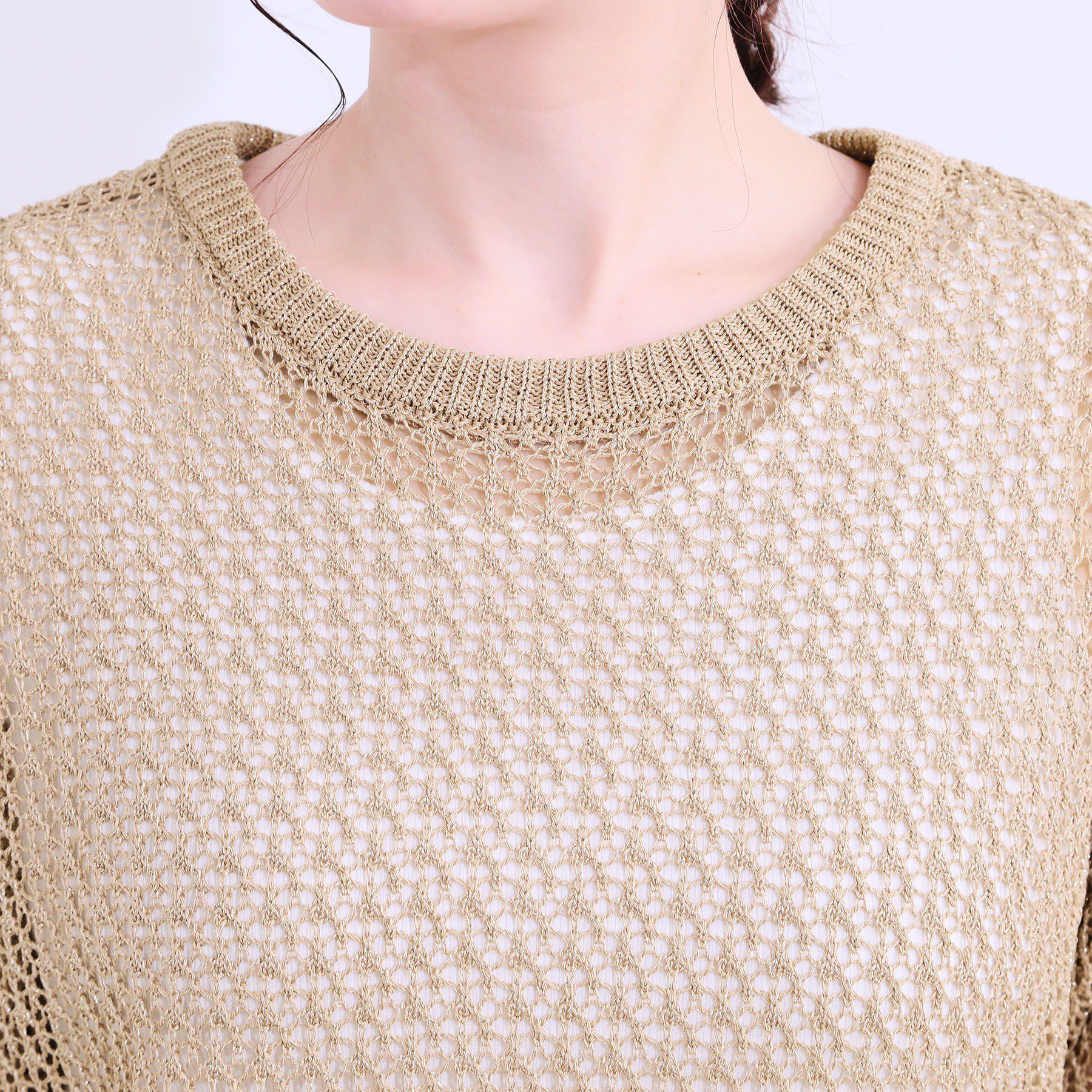 SHOO･LA･RUE「【S-LL/2WAY】ラメが華やか 透かしニットカーディガン」|カーディガン|