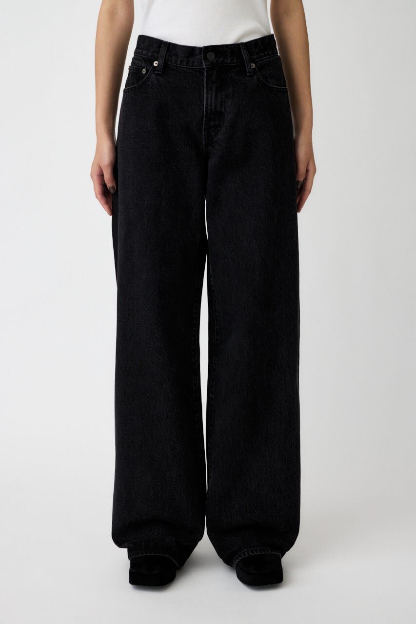 MOUSSY「LOW SLUNG WIDE ストレート」|デニム|BLK