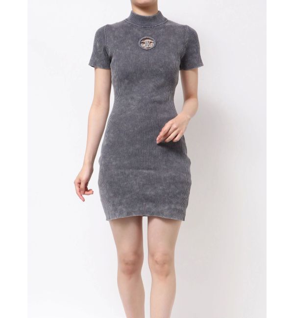 GYDA「SymmetryGYDA MOLDブリーチハーフスリーブニットワンピース」|ワンピース|ネイビー