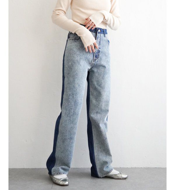 VENCE share style「センター切り替えワイドデニムパンツ」|デニム|