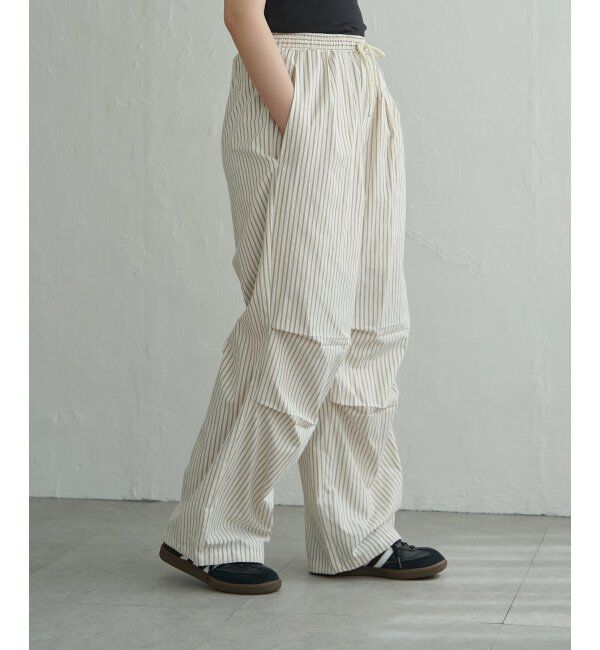 VENCE share style「ストライプウエスト巻きパンツ」|デニム|