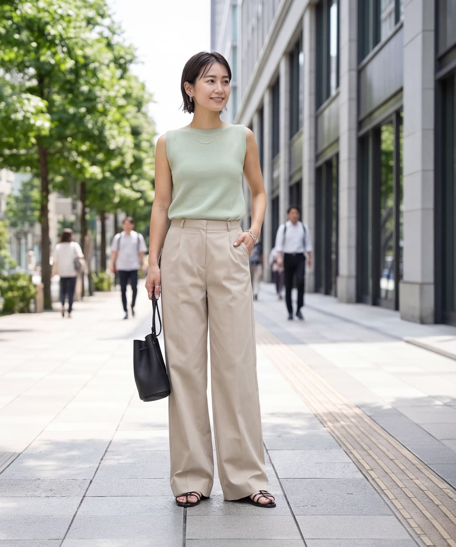 STYLE DELI「サラッとしたボートネックノースリニット」|タンクトップ|