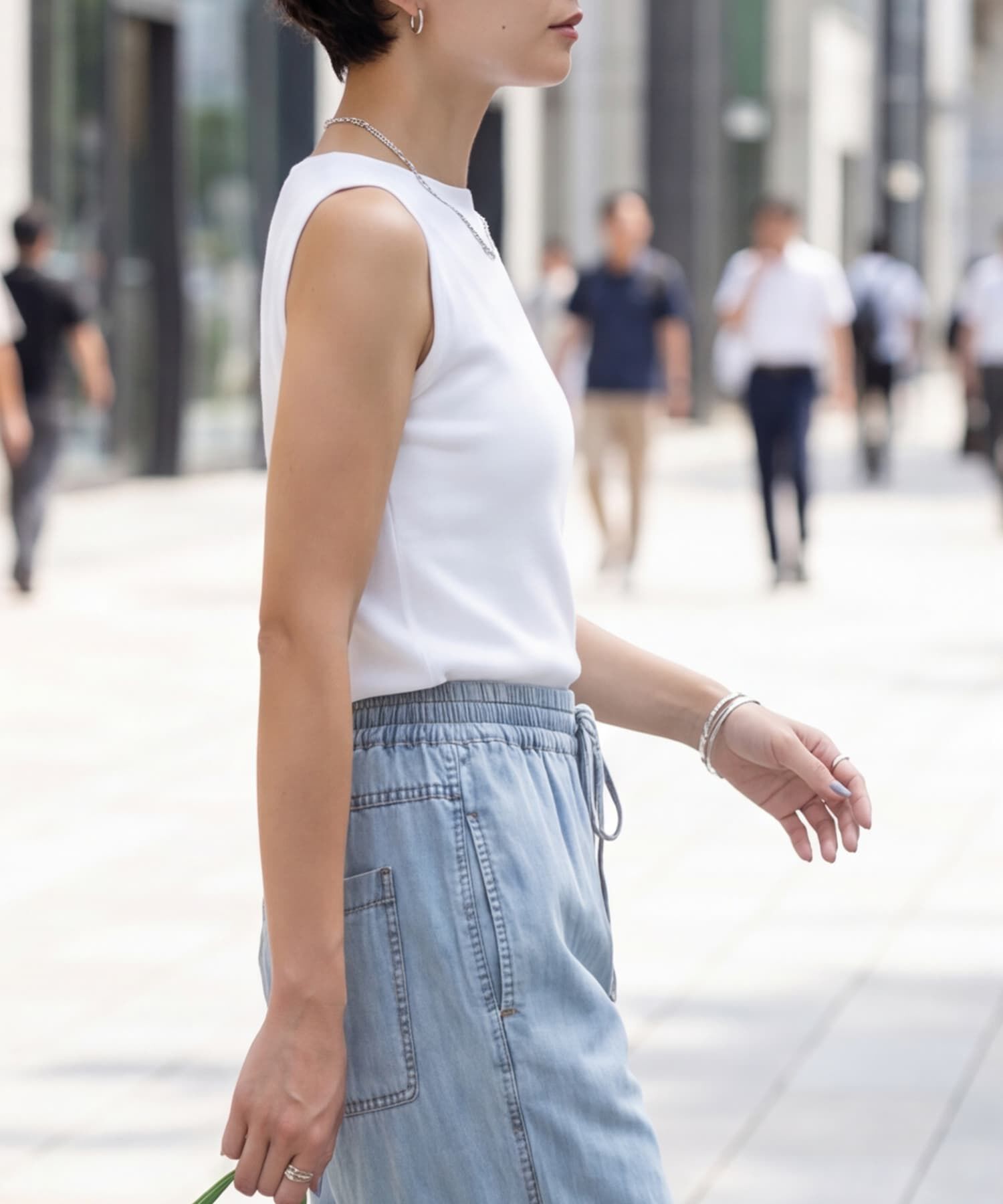 STYLE DELI「サラッとしたボートネックノースリニット」|タンクトップ|