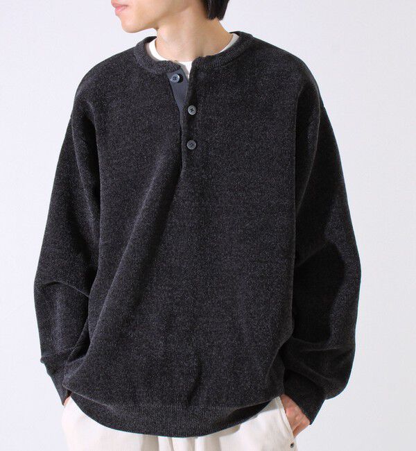 GLOSTER「【昨年人気アイテム再登場！チクチクしないニット】モールバックボーダー ヘンリーネックニット」|ニット・セーター|