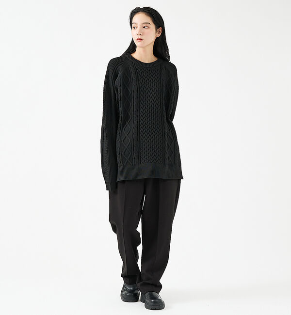 ABAHOUSE「【FORTUNA/フォルトゥナ】ECOTEC-Knit/ケーブル柄ニットプルオー」|ニット・セーター|