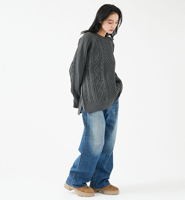 ABAHOUSE「【FORTUNA/フォルトゥナ】ECOTEC-Knit/ケーブル柄ニットプルオー」|ニット・セーター|
