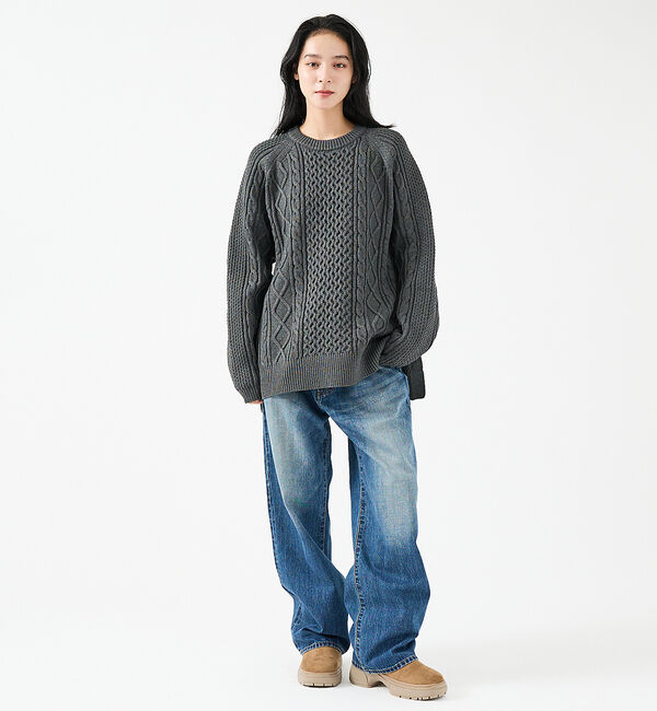 ABAHOUSE「【FORTUNA/フォルトゥナ】ECOTEC-Knit/ケーブル柄ニットプルオー」|ニット・セーター|
