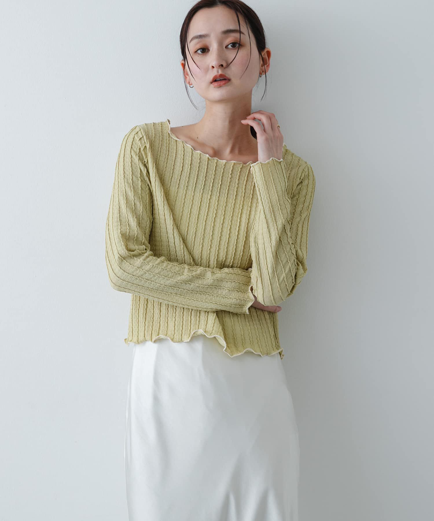 SENSE OF PLACE by URBAN RESEARCH「ジャガードクロップドトップ」|Tシャツ・カットソー|ベージュ