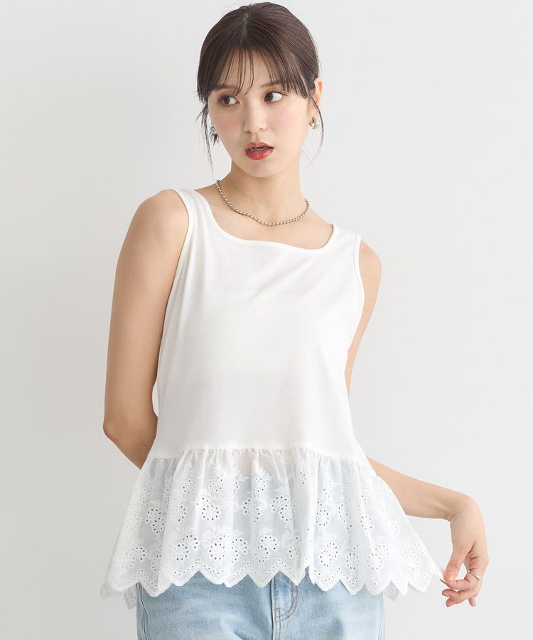 earth music&ecology「コットンレースヘムインナー」|キャミソール|Off White