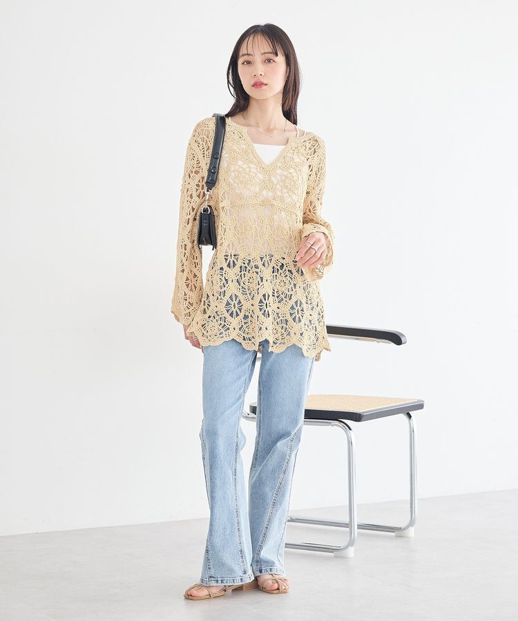 earth music&ecology「クロシェ風プルオーバー」|Tシャツ・カットソー|