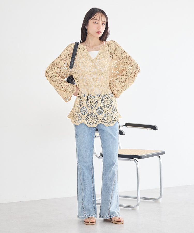 earth music&ecology「クロシェ風プルオーバー」|Tシャツ・カットソー|