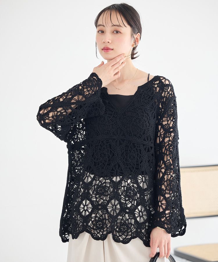 earth music&ecology「クロシェ風プルオーバー」|Tシャツ・カットソー|