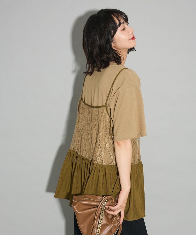 Green Parks「SET2点フォトＴシャツ+レースキャミビスチェ」|Tシャツ・カットソー|