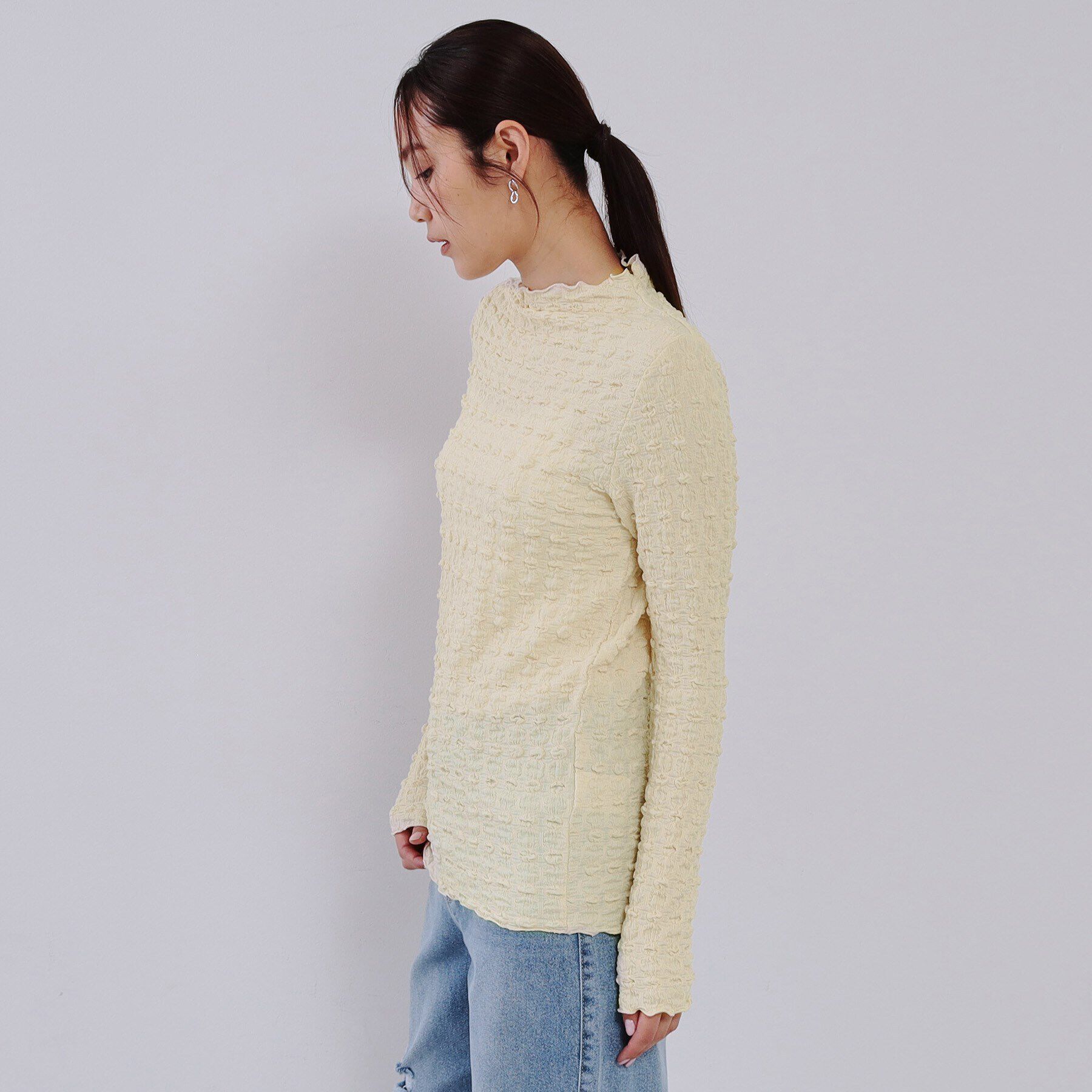 OPAQUE.CLIP「ぽこぽこハイネックカットソー【洗濯機洗い可】」|Tシャツ・カットソー|