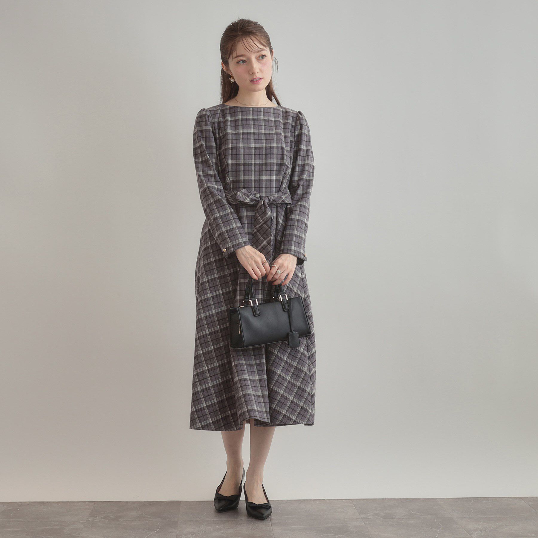 Couture broach「【大人可愛い・微起毛】先染めチェック柄フィット＆フレアワンピース」|ワンピース|