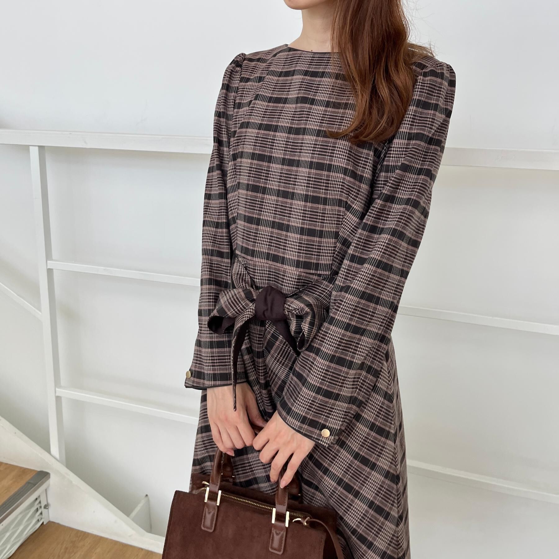 Couture broach「【大人可愛い・微起毛】先染めチェック柄フィット＆フレアワンピース」|ワンピース|