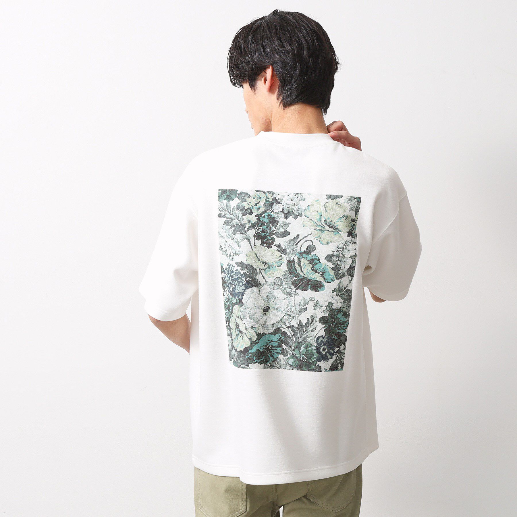 THE SHOP TK「ボタニカル柄 ビッグシルエット 半袖Ｔシャツ 洗濯機OK」|Tシャツ・カットソー|