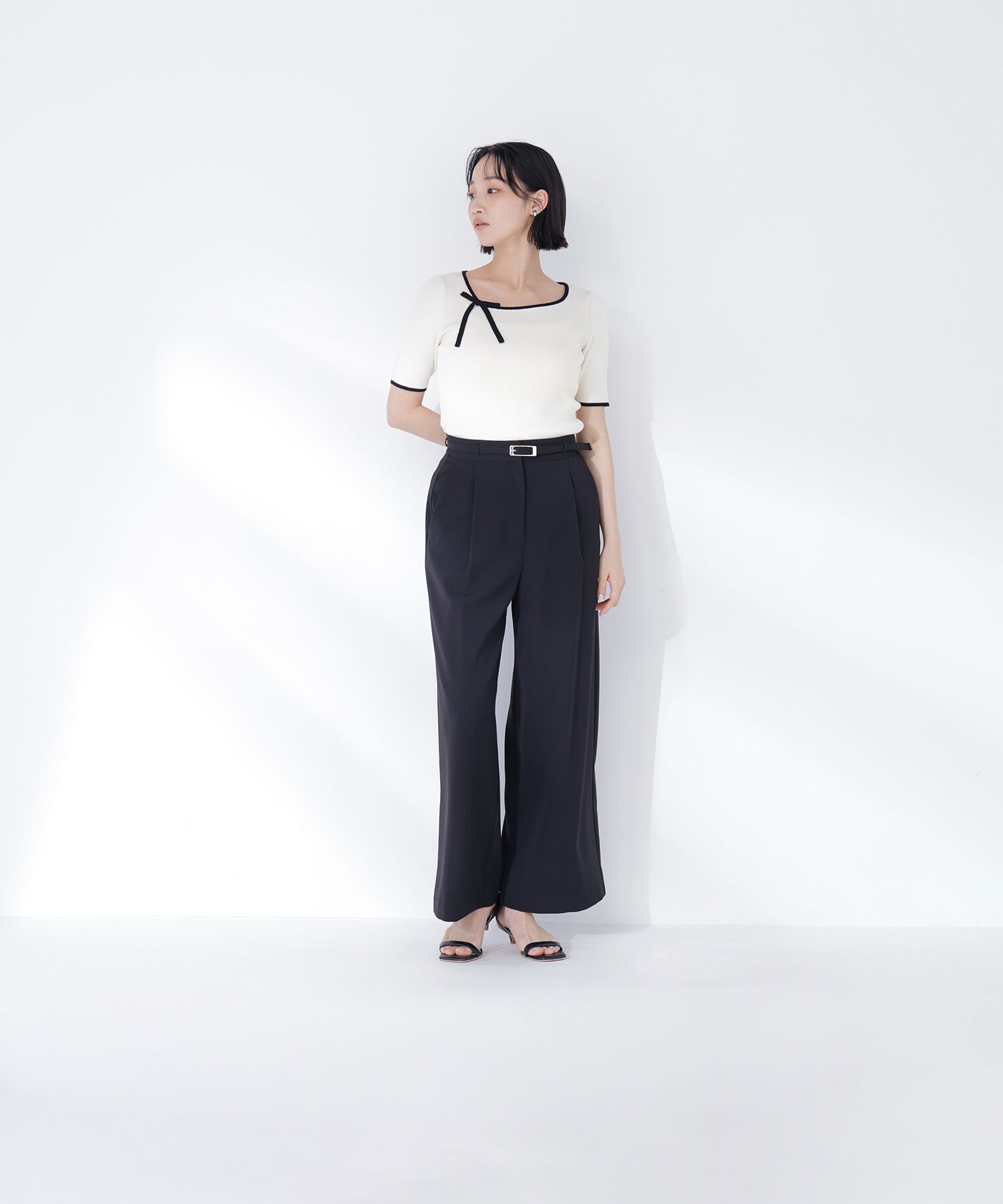  「ベルテッドタックワイドパンツ」|その他|