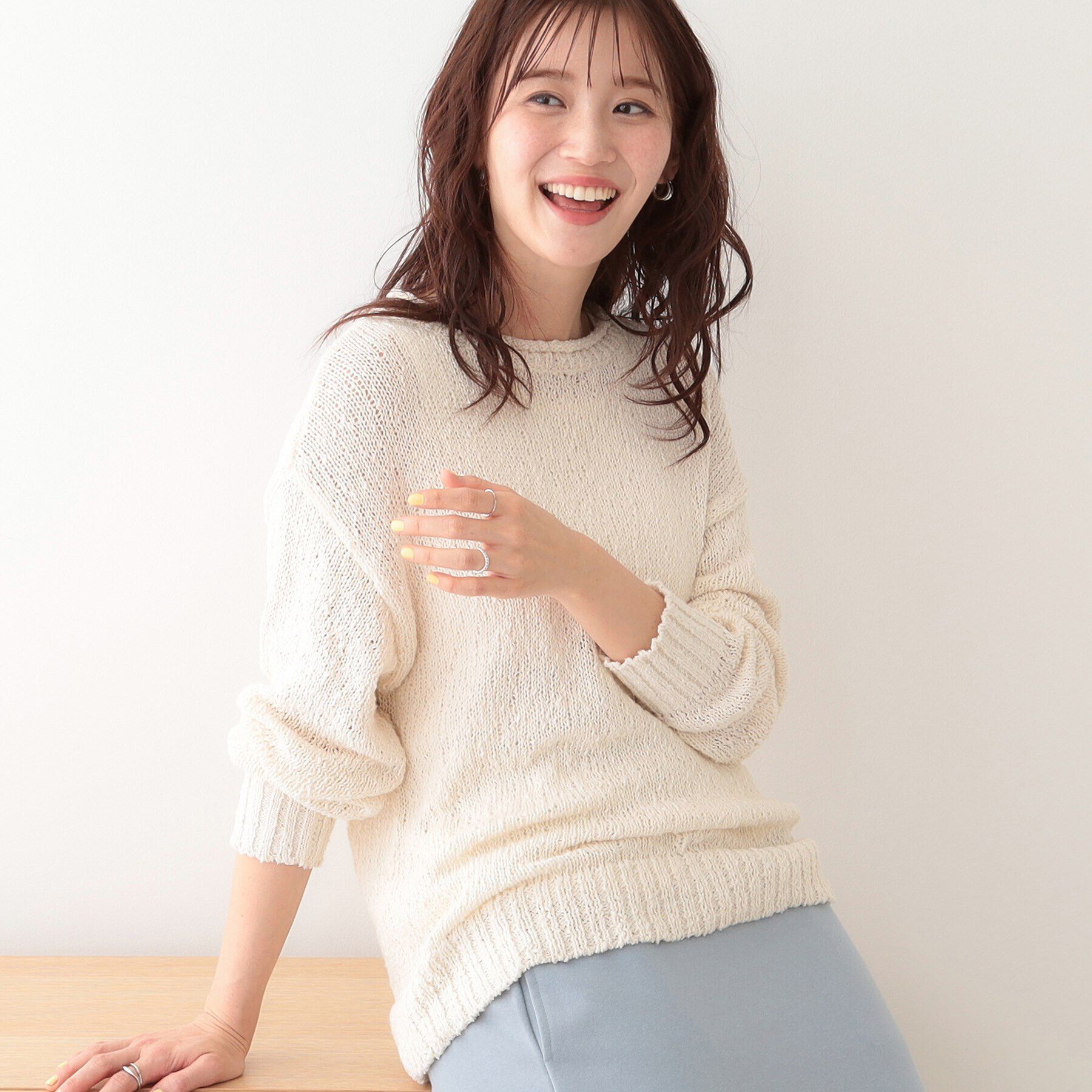 SHOO･LA･RUE「さりげない凹凸感で表情豊か。ロールネックニット」|ニット・セーター|アイボリー(004)