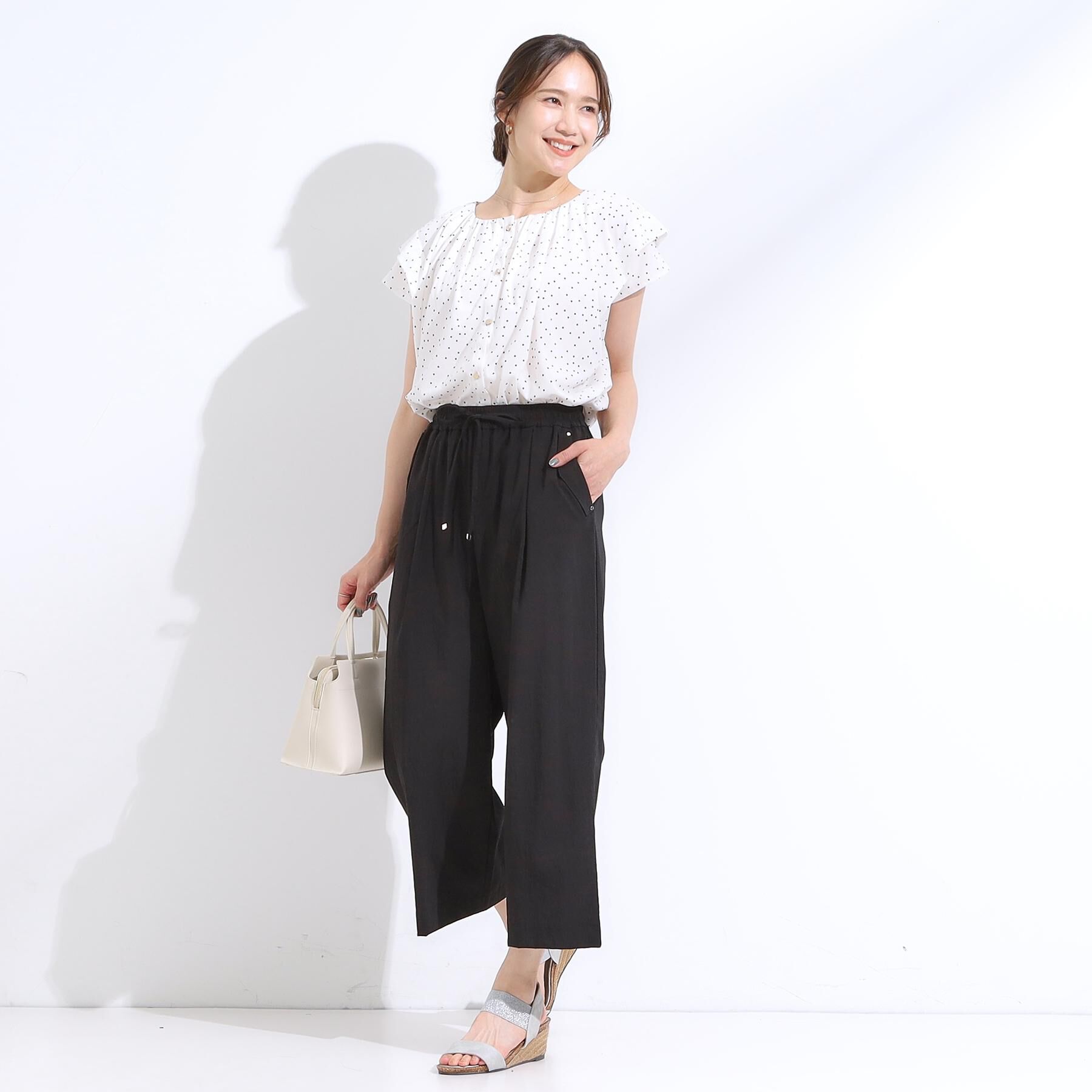 SHOO･LA･RUE「【着丈選べる】触れる度ひんやり ゆるきれい イージーワイドパンツ」|その他|