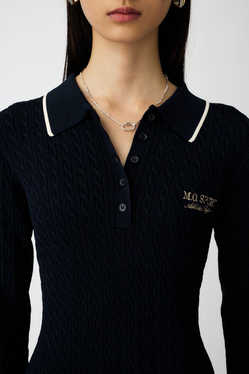 MOUSSY「LOGO CABLE KNIT ミニドレス」|ワンピース|