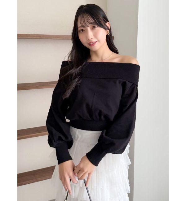 dazzlin「デコルテオープンスウェットトップス」|Tシャツ・カットソー|
