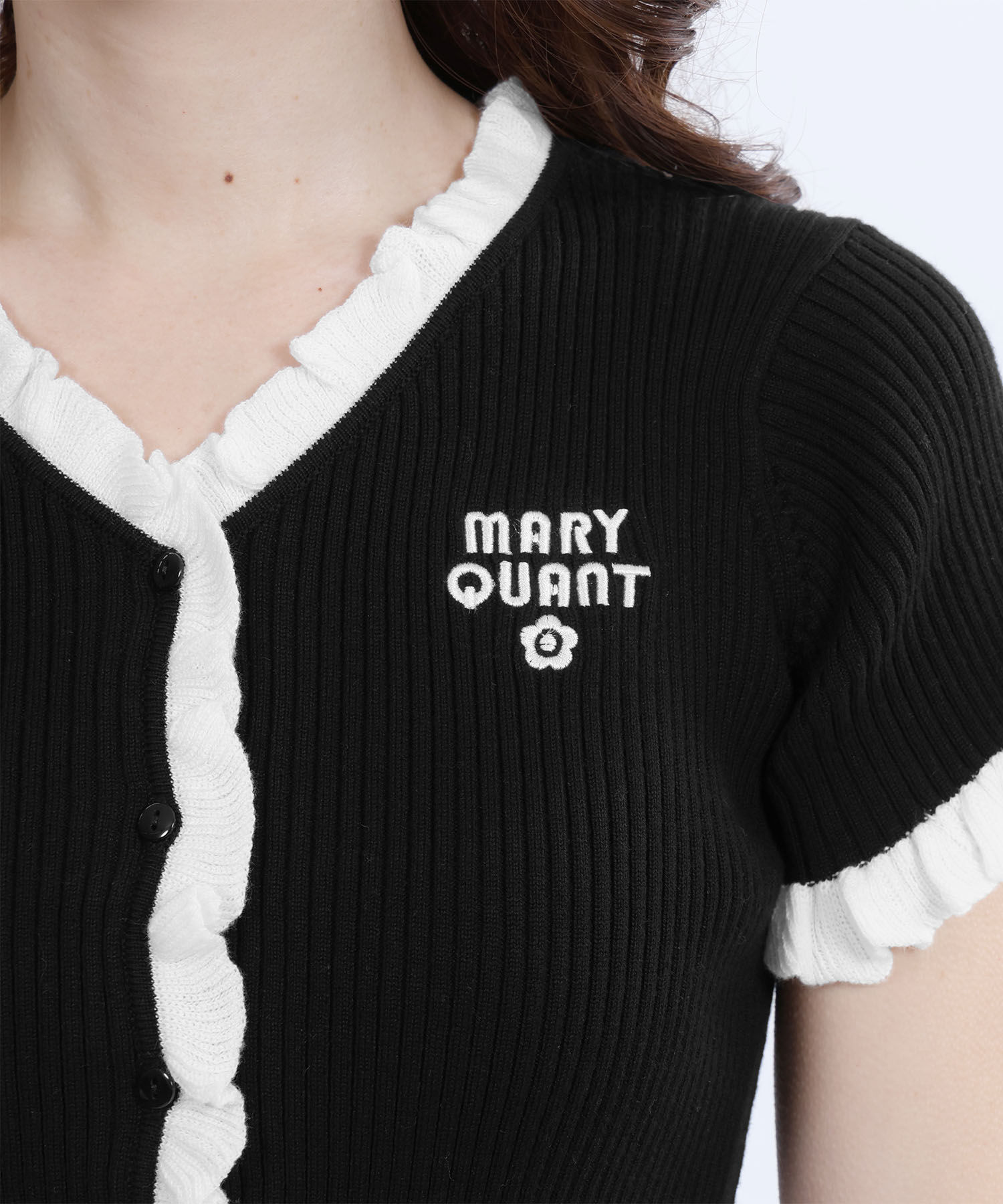 MARY QUANT「リブフリル カーディガン」|カーディガン|