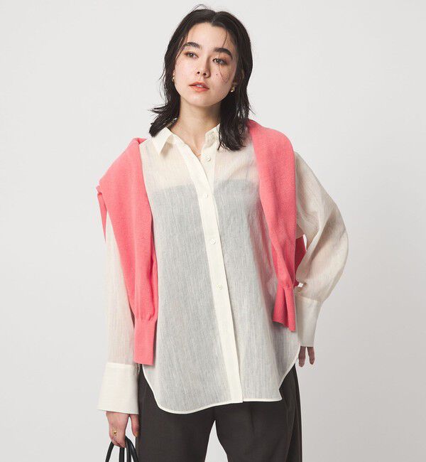 UNITED ARROWS green label relaxing「［size SHORTあり］ラミーライク ロングスリーブシャツ 通気性」|シャツ・ブラウス|