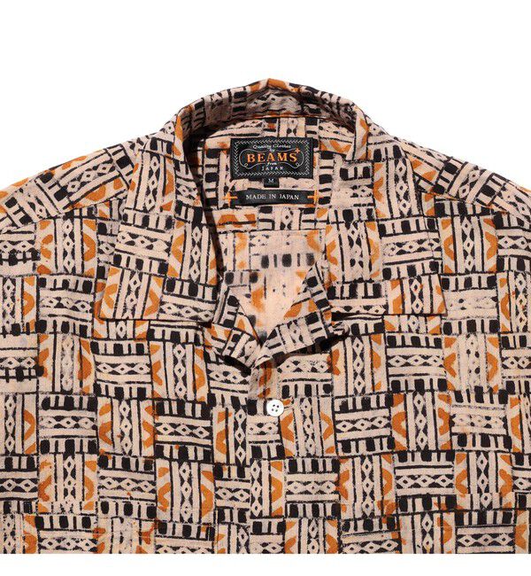 BEAMS PLUS「Open Collar Block Print ③」|シャツ・ブラウス|