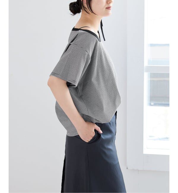 IENA「FOLKIN' VIOLETTE ROOM ASYMMETRY TEE Tシャツ FVR24407」|Tシャツ・カットソー|